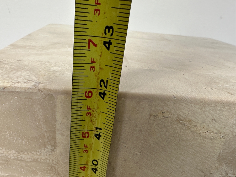 Just Added - Vintage Marquis Collection Of Beverly Hills Natural Fossil Stone Or Seashell Inlay Hand Cut Piece-By-Piece Pedestal 12W X 12D X 42H [Photo 10]