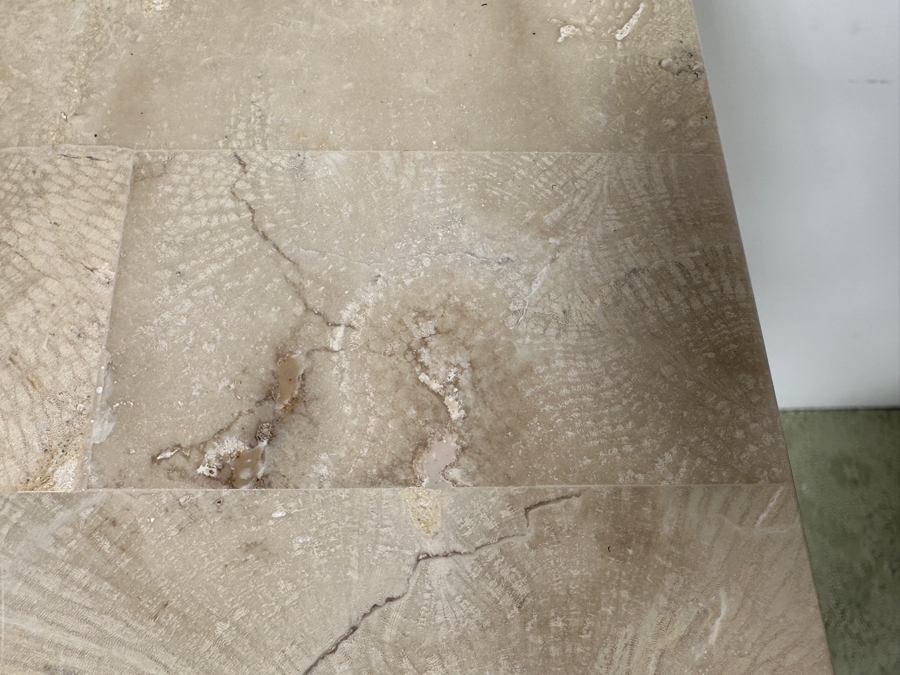 Just Added - Vintage Marquis Collection Of Beverly Hills Natural Fossil Stone Or Seashell Inlay Hand Cut Piece-By-Piece Pedestal 12W X 12D X 42H [Photo 6]