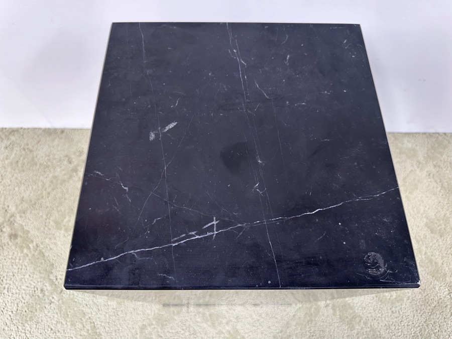 Just Added - Marble Plinth Side Table Tall - Black Marquina Norm Architects For Audo Copenhagen (Formerly Menu) 11.8'W X 11.8'D X 20'H Retails $1,925 [Photo 2]