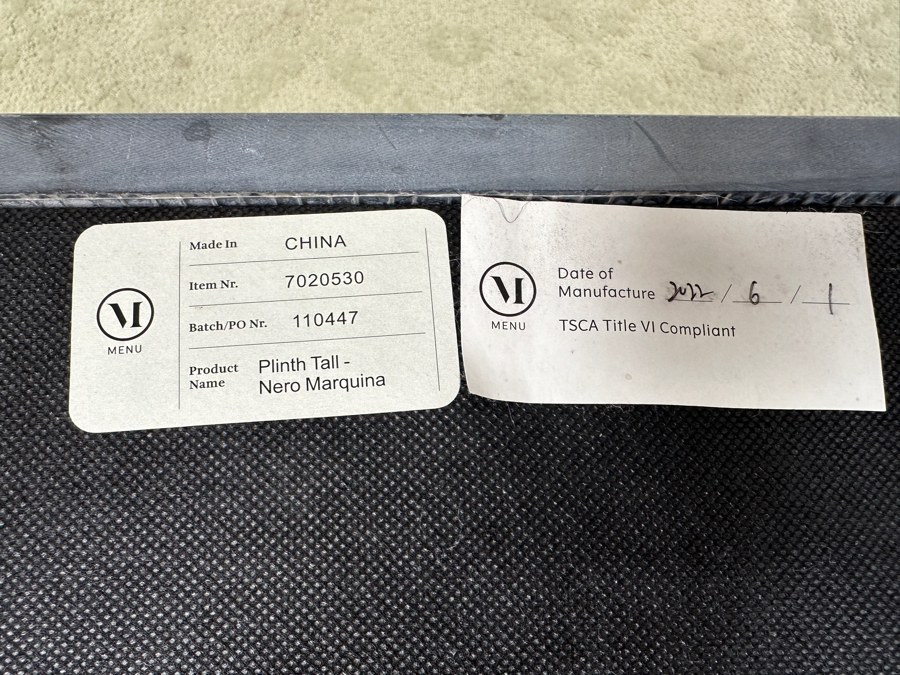 Just Added - Marble Plinth Side Table Tall - Black Marquina Norm Architects For Audo Copenhagen (Formerly Menu) 11.8'W X 11.8'D X 20'H Retails $1,925 [Photo 6]