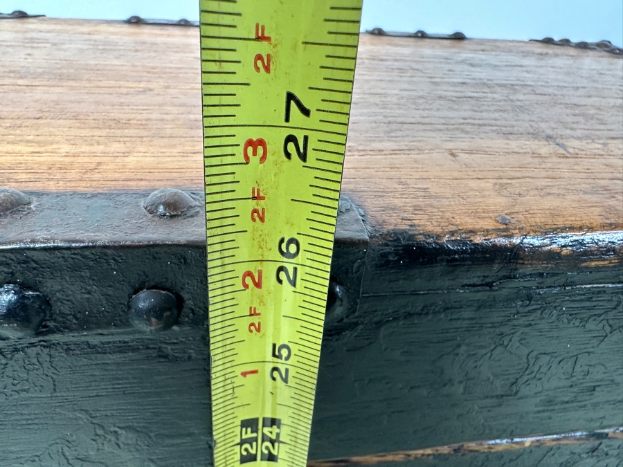 Just Added - Vintage Chinese Wooden Box Table With Metal Hardware 25W X 16D X 26H [Photo 10]