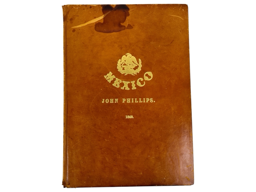 Just Added - Vintage 1964 Large Leather Bound Limited Edition Book Mexico Illustrated In 27 Drawings By John Phillips And A Rider Lithographed By Mess Riders & Walker Folio With 26 Lithographs Of Mexico [Photo 2]
