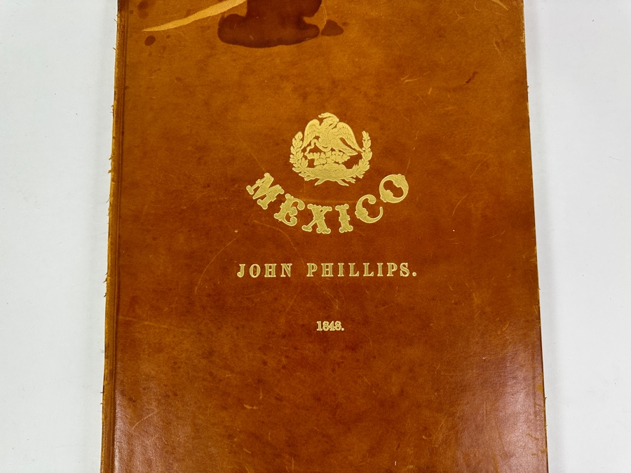Just Added - Vintage 1964 Large Leather Bound Limited Edition Book Mexico Illustrated In 27 Drawings By John Phillips And A Rider Lithographed By Mess Riders & Walker Folio With 26 Lithographs Of Mexico [Photo 4]
