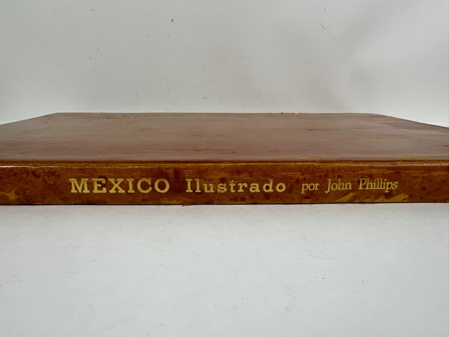 Just Added - Vintage 1964 Large Leather Bound Limited Edition Book Mexico Illustrated In 27 Drawings By John Phillips And A Rider Lithographed By Mess Riders & Walker Folio With 26 Lithographs Of Mexico [Photo 5]