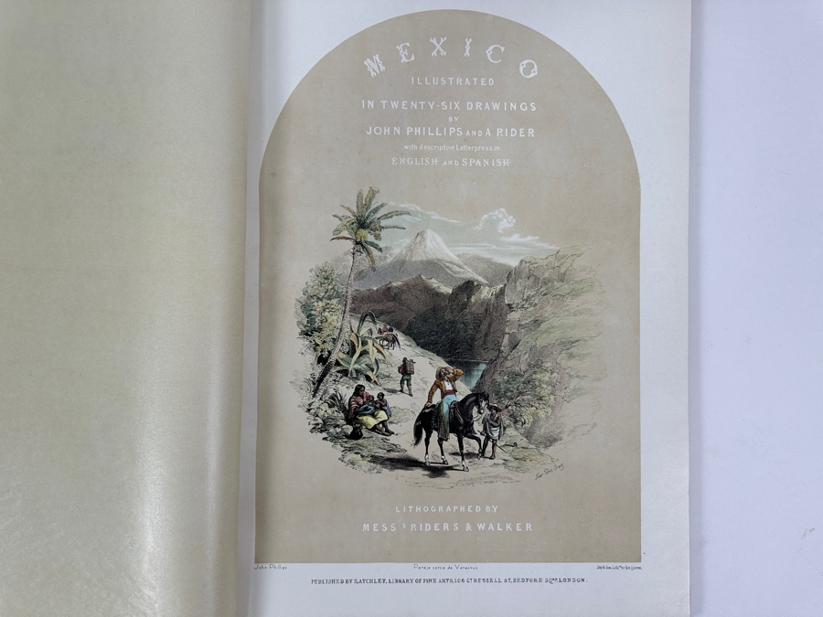 Just Added - Vintage 1964 Large Leather Bound Limited Edition Book Mexico Illustrated In 27 Drawings By John Phillips And A Rider Lithographed By Mess Riders & Walker Folio With 26 Lithographs Of Mexico [Photo 15]