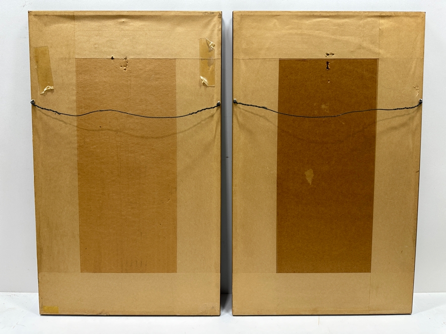 Just Added - Pair Of Vintage Original Chinese Gouache Paintings Framed 12.5W X 20.5'H [Photo 13]