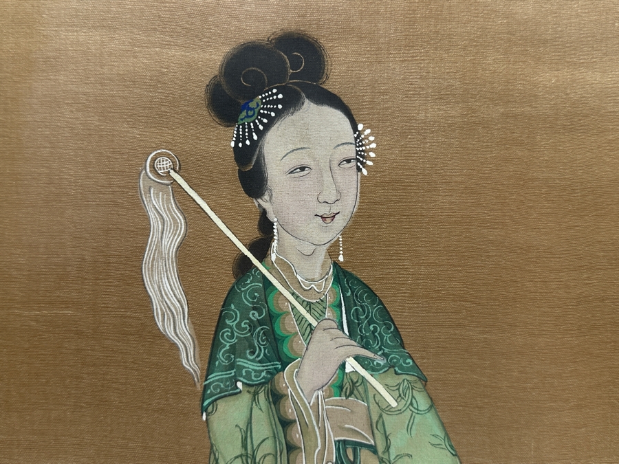 Just Added - Pair Of Vintage Original Chinese Gouache Paintings Framed 12.5W X 20.5'H [Photo 6]