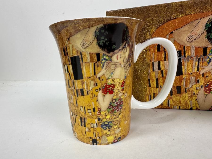 Just Added - New McIntosh Gustav Klimt - The Kiss Fine Bone China 2 Piece Coffee Cup Mug Set With Box [Photo 3]