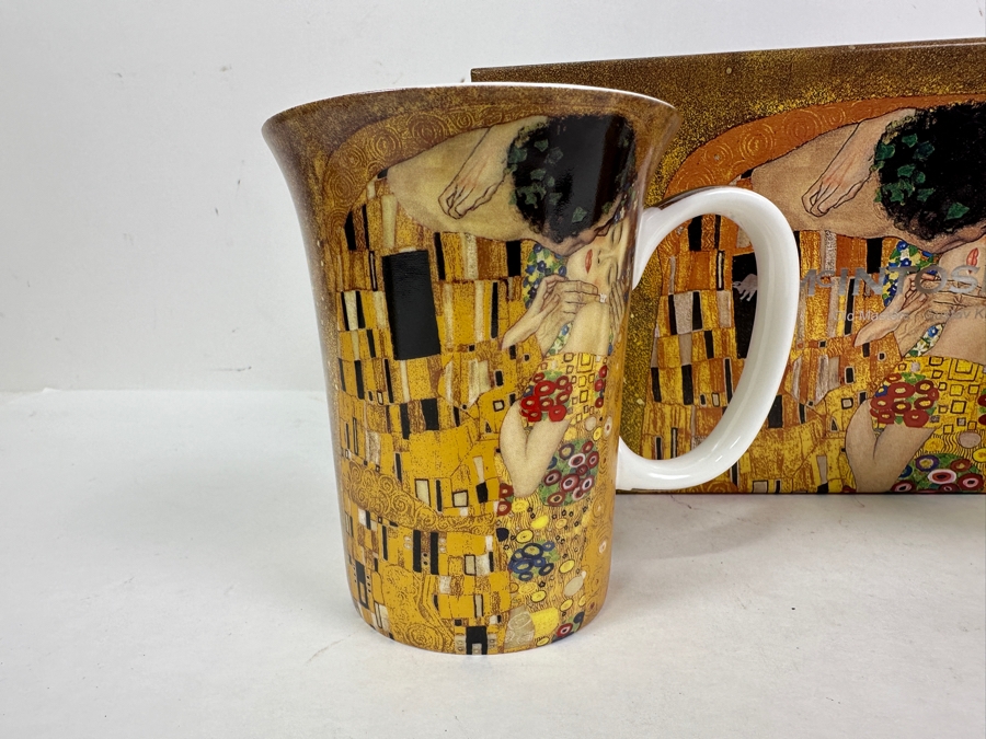 Just Added - New McIntosh Gustav Klimt - The Kiss Fine Bone China 2 Piece Coffee Cup Mug Set With Box [Photo 2]