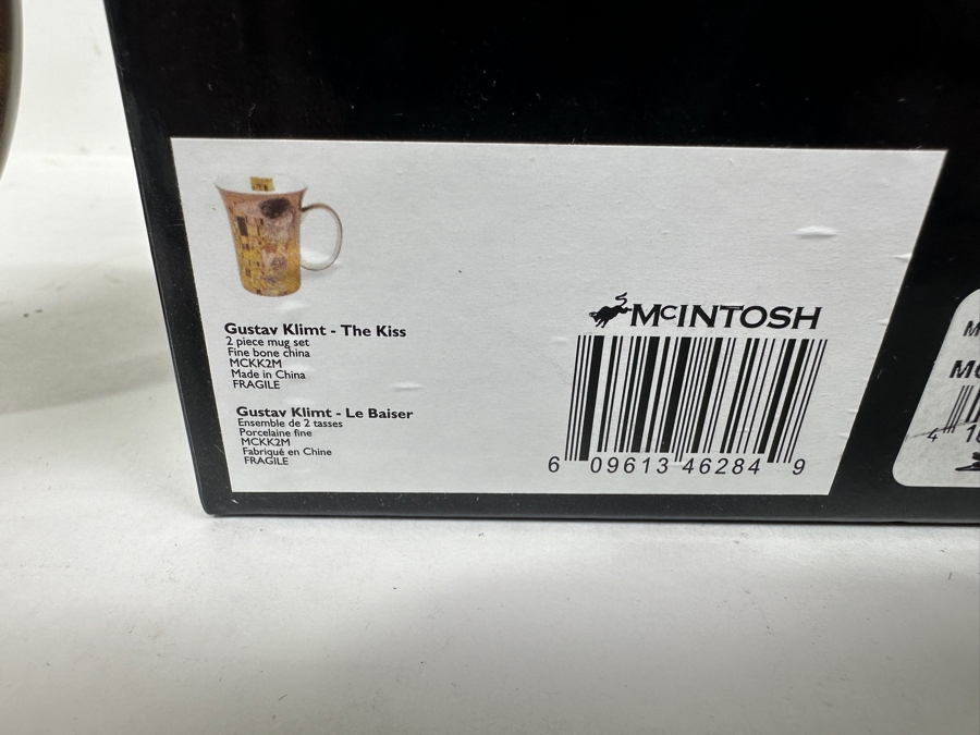 Just Added - New McIntosh Gustav Klimt - The Kiss Fine Bone China 2 Piece Coffee Cup Mug Set With Box [Photo 7]