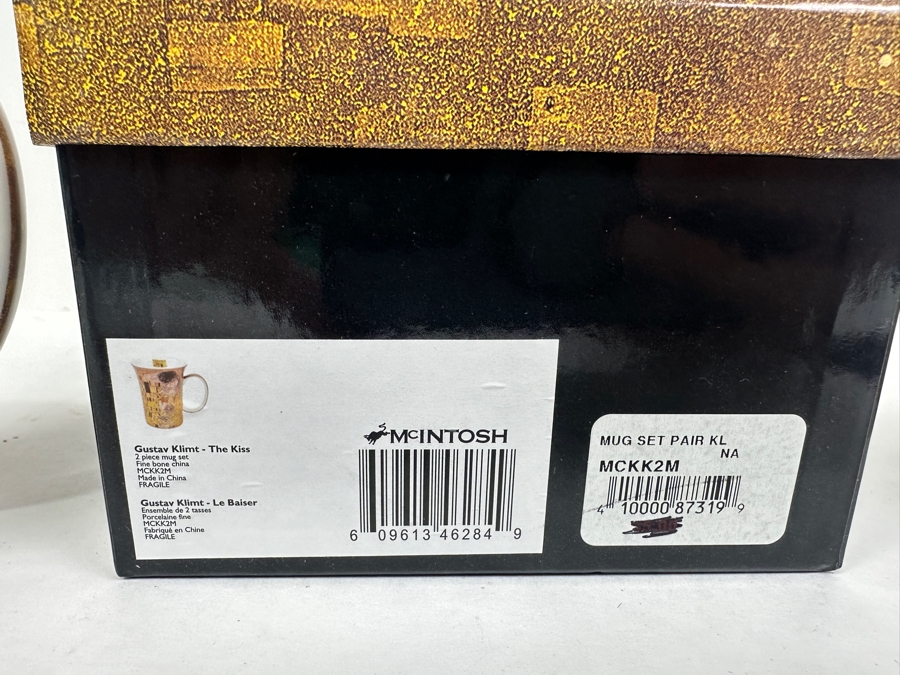Just Added - New McIntosh Gustav Klimt - The Kiss Fine Bone China 2 Piece Coffee Cup Mug Set With Box [Photo 6]