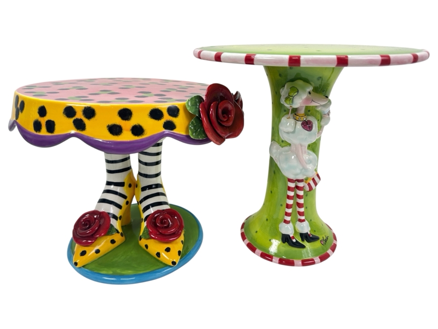 Just Added - Pair Of Babs Cake Stands 9.5'H & 11'H