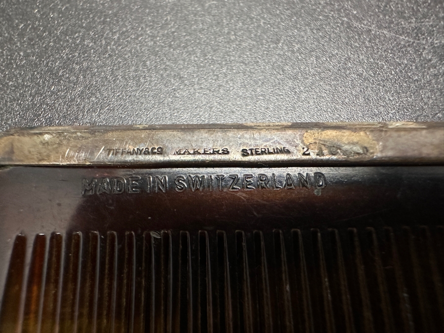 Just Added - Vintage Tiffany & Co Sterling Silver Mounted Pocket Comb 4'L [Photo 2]