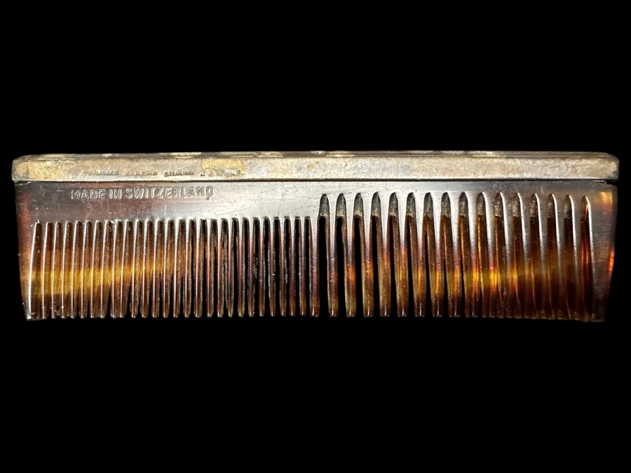 Just Added - Vintage Tiffany & Co Sterling Silver Mounted Pocket Comb 4'L