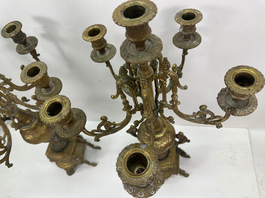 Just Added - Pair Of Impressive Brass Candelabras 24H [Photo 5]