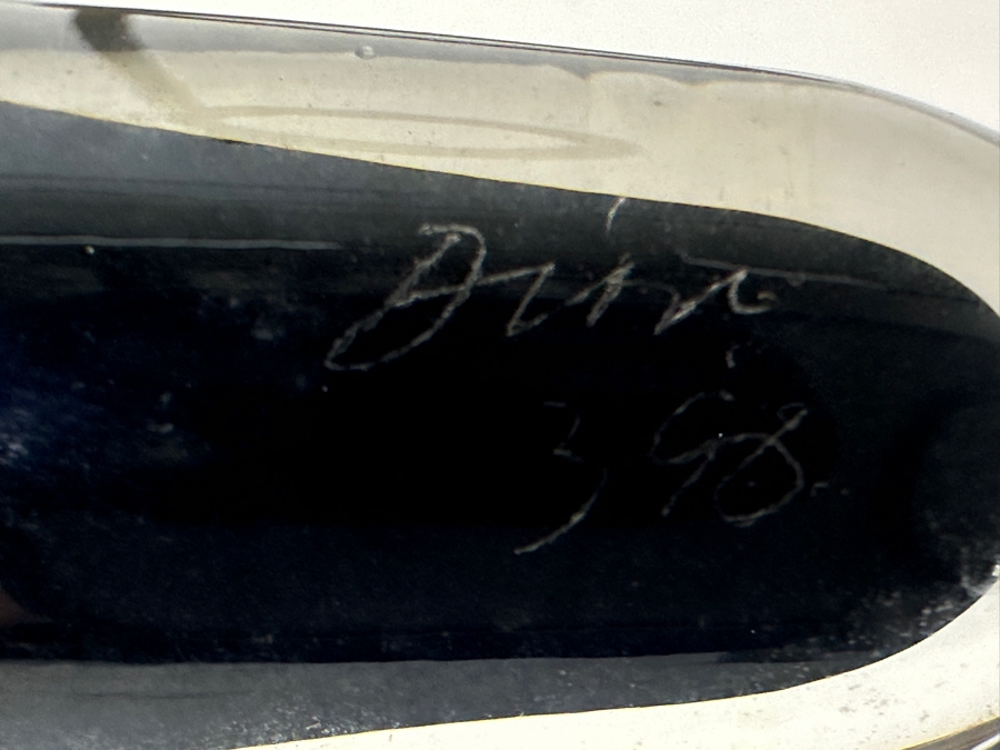 Just Added - Artist Signed Art Glass Horn Vase With Cast Iron Display Stand 13.5'H [Photo 8]