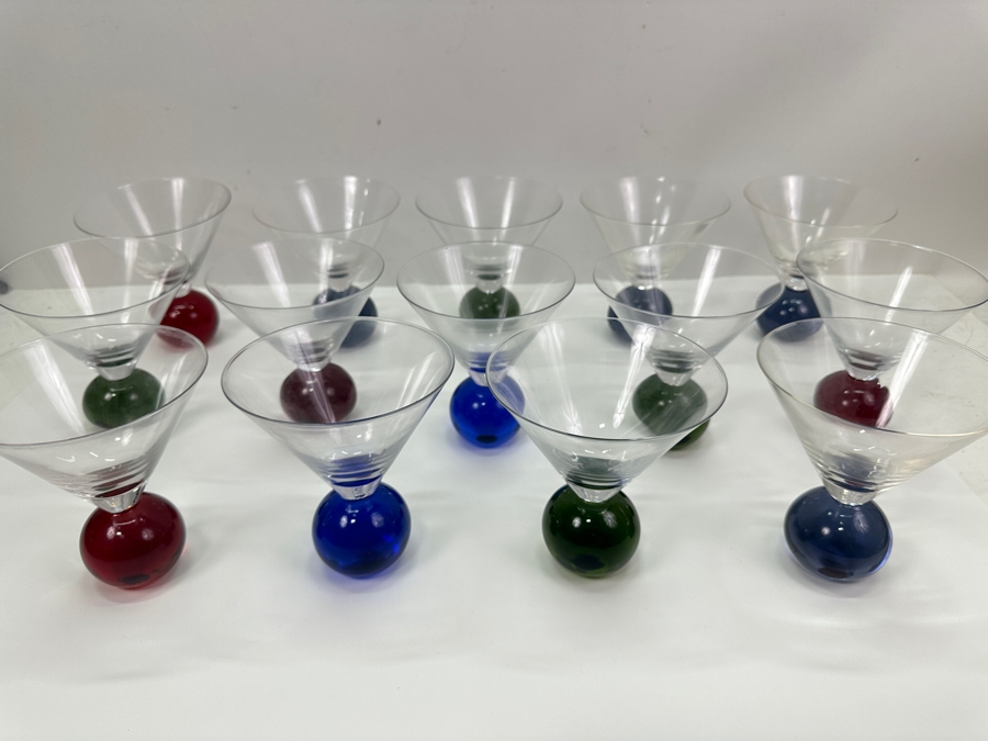 Just Added - (14) Bubble Ball Base Martini Cocktail Glasses 5.25'H [Photo 3]