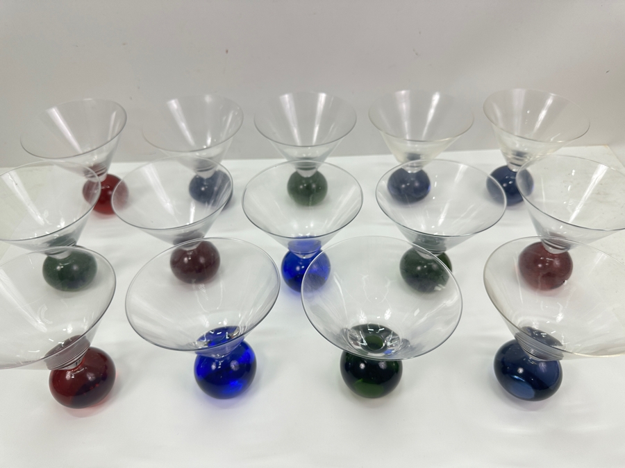 Just Added - (14) Bubble Ball Base Martini Cocktail Glasses 5.25'H [Photo 4]