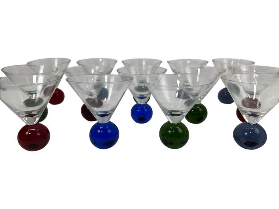 Just Added - (14) Bubble Ball Base Martini Cocktail Glasses 5.25'H