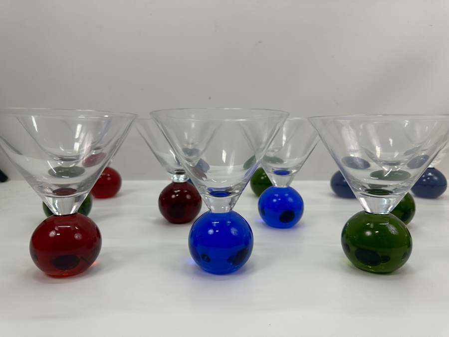Just Added - (14) Bubble Ball Base Martini Cocktail Glasses 5.25'H [Photo 5]