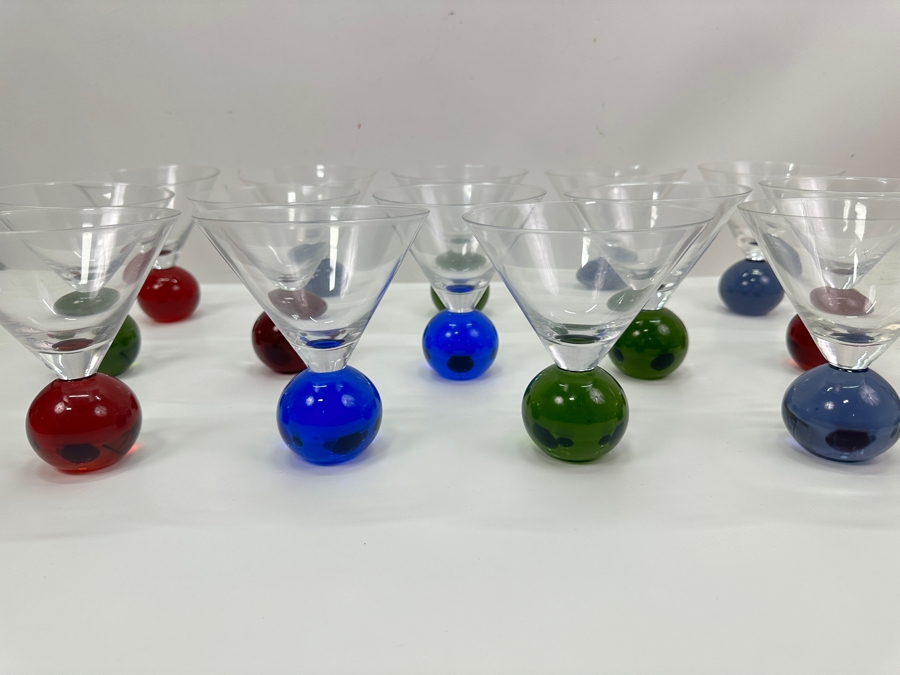 Just Added - (14) Bubble Ball Base Martini Cocktail Glasses 5.25'H [Photo 2]