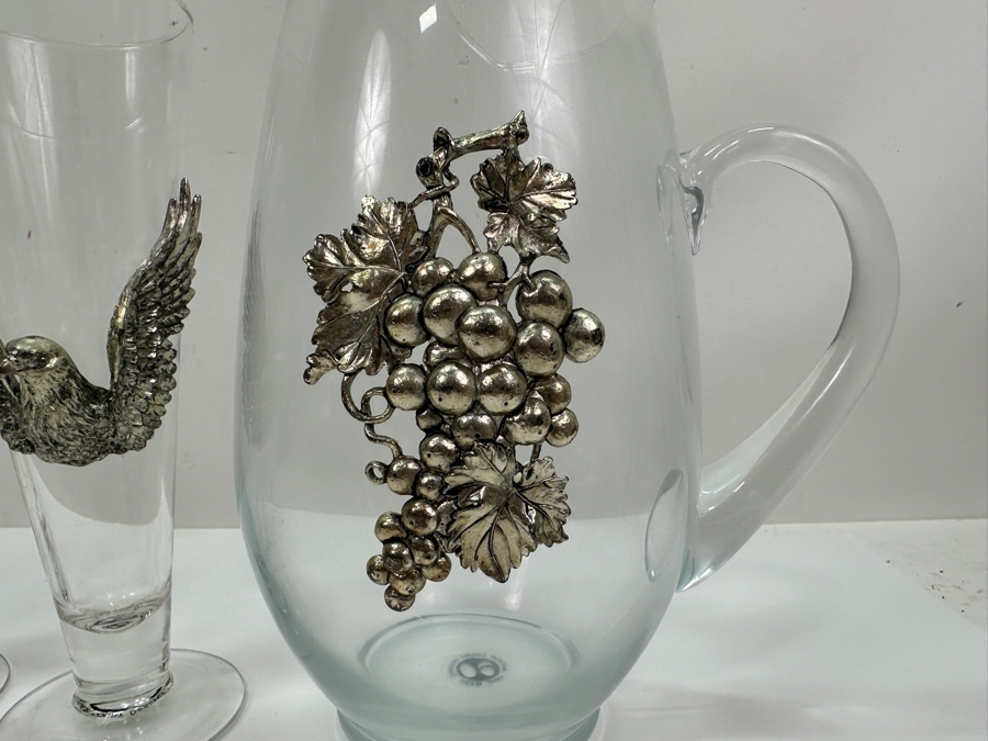 Just Added - Arthur Court Designs 11' Glass Pitcher With Three 9' Pilsner Glasses [Photo 4]