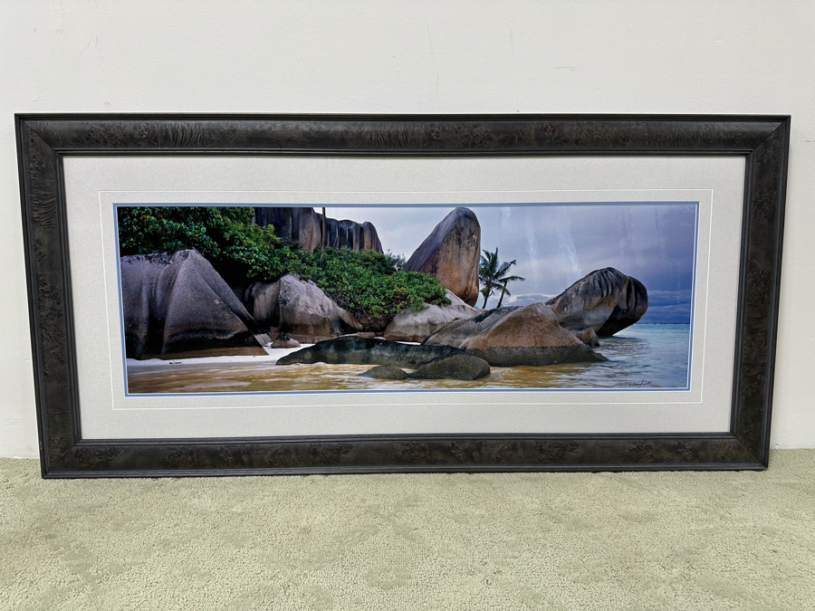 Just Added - Thomas D. Mangelsen (B. 1946, American) Paradise Found Fine Art Photograph La Digue Island, Seychelles, Indian Ocean 47'W X 16'H Framed 60' X 29' Retails $2,699 [Photo 3]