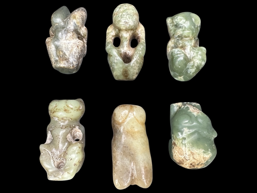(6) Vintage Carved Jade Pendants