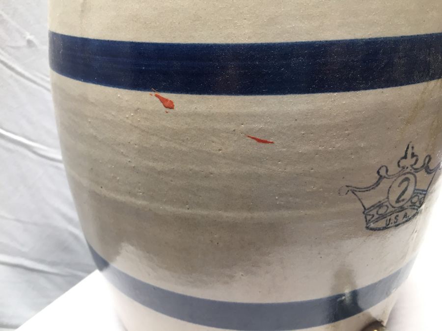 Vintage 2 Crown Gallon Stoneware Crock Jug Water Cooler [Photo 8]