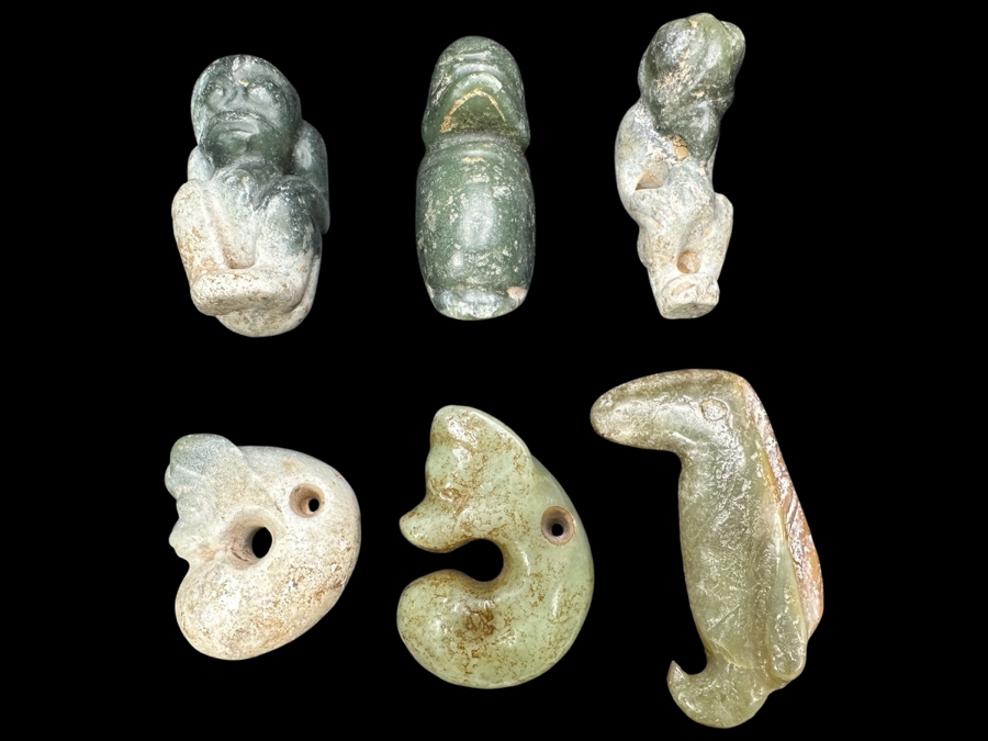 (6) Vintage Carved Jade Pendants