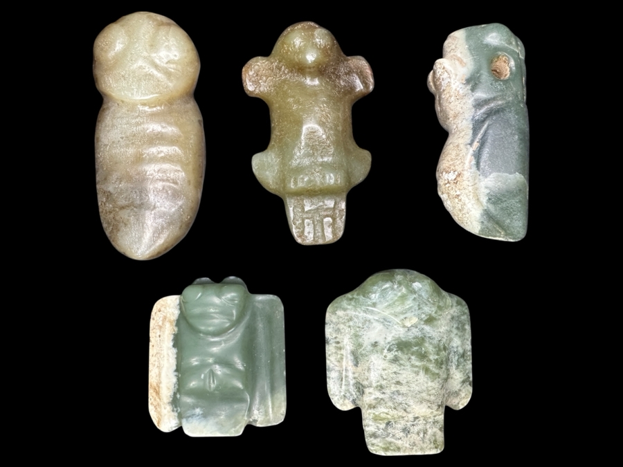 (5) Vintage Carved Jade Pendants