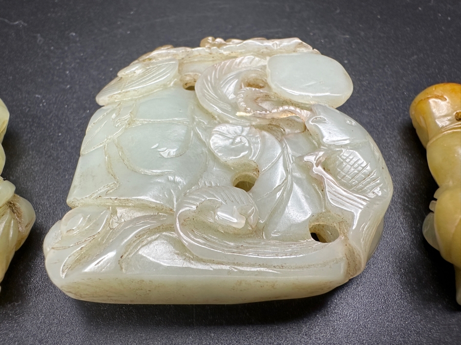 (3) Vintage Chinese Carved Jade Pendants [Photo 8]