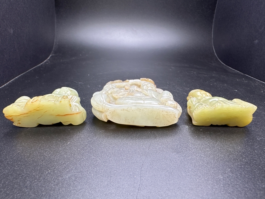 (3) Vintage Chinese Carved Jade Pendants [Photo 5]