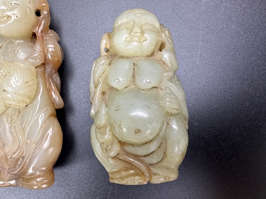 (2) Vintage Chinese Carved Jade Pendants [Photo 3]