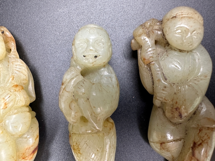 (3) Vintage Chinese Carved Jade Pendants [Photo 4]