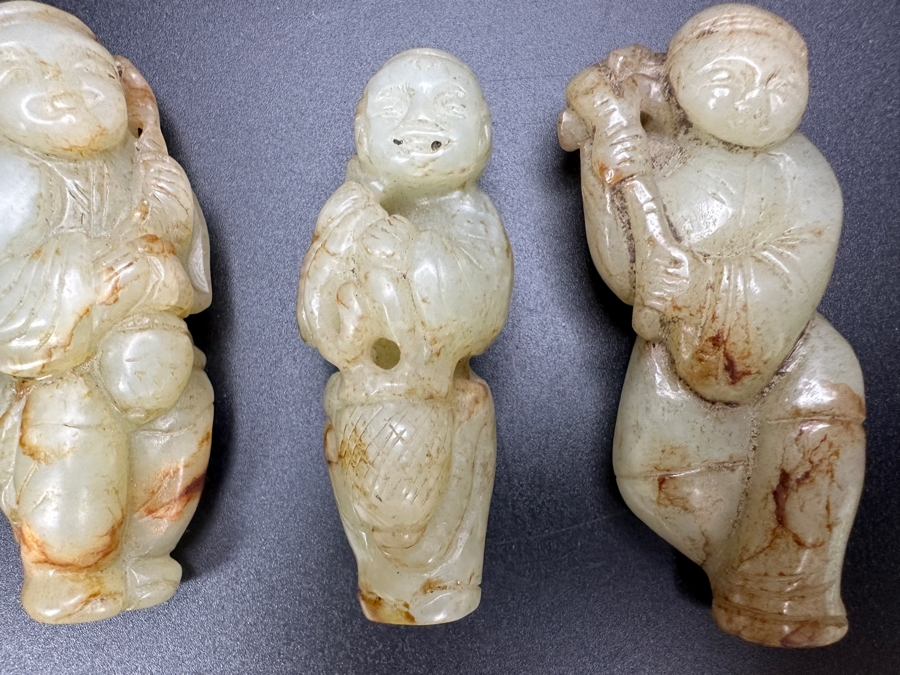 (3) Vintage Chinese Carved Jade Pendants [Photo 3]
