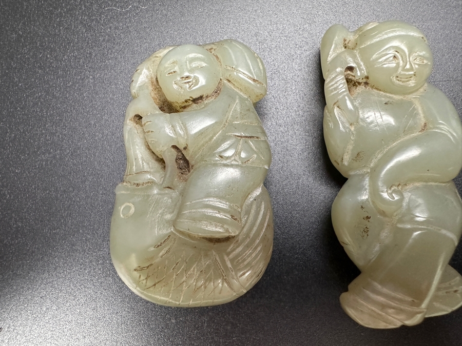 (3) Vintage Chinese Carved Jade Pendants [Photo 4]