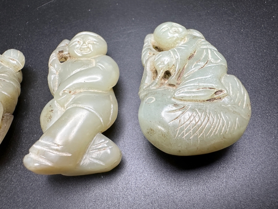 (3) Vintage Chinese Carved Jade Pendants [Photo 6]