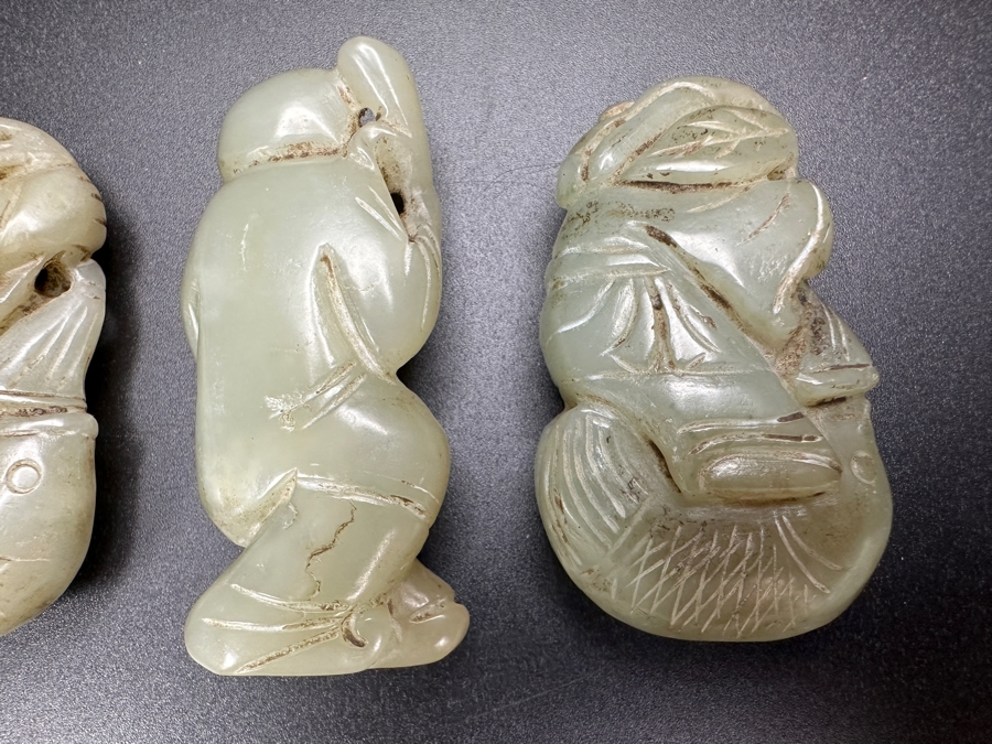 (3) Vintage Chinese Carved Jade Pendants [Photo 9]