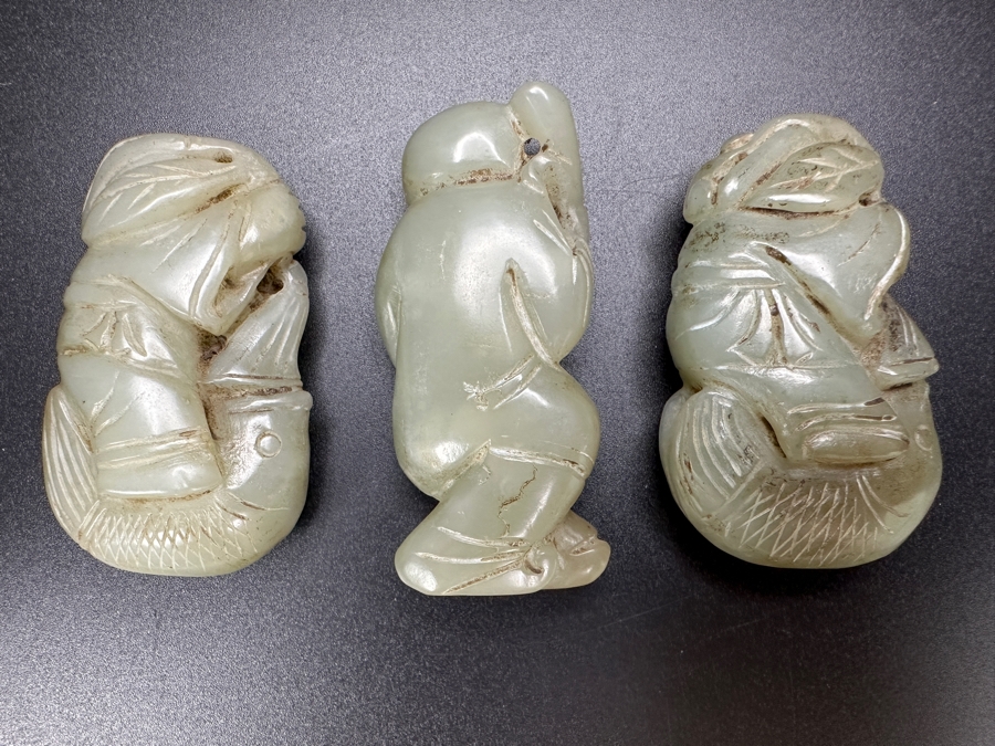 (3) Vintage Chinese Carved Jade Pendants [Photo 7]