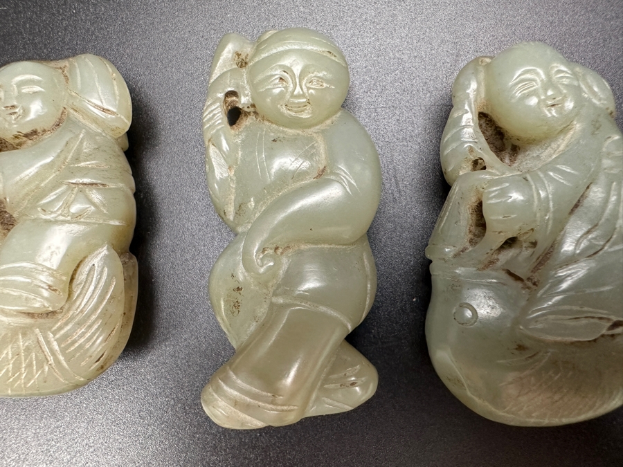 (3) Vintage Chinese Carved Jade Pendants [Photo 3]