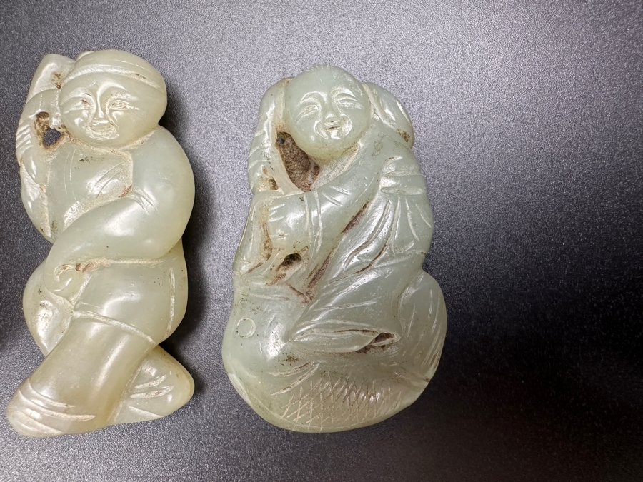 (3) Vintage Chinese Carved Jade Pendants [Photo 2]