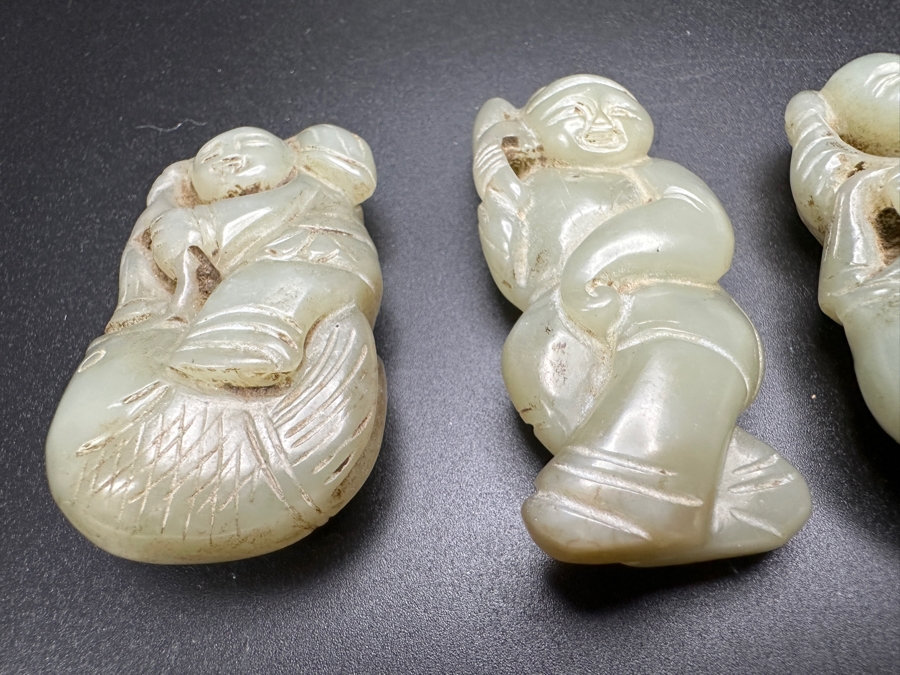 (3) Vintage Chinese Carved Jade Pendants [Photo 5]
