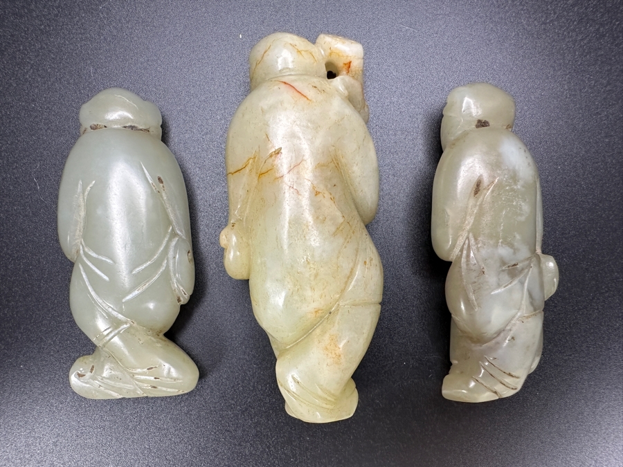 (3) Vintage Chinese Carved Jade Pendants [Photo 5]