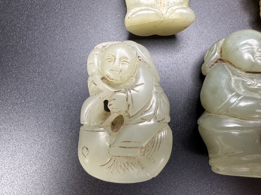 (5) Vintage Chinese Carved Jade Pendants [Photo 2]