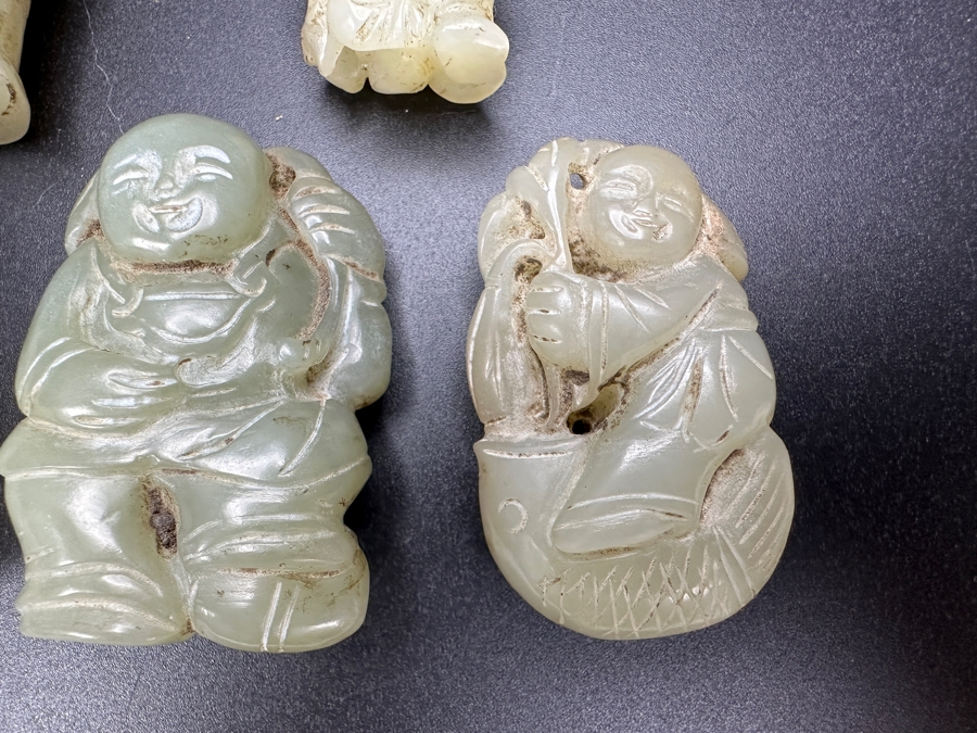 (5) Vintage Chinese Carved Jade Pendants [Photo 4]