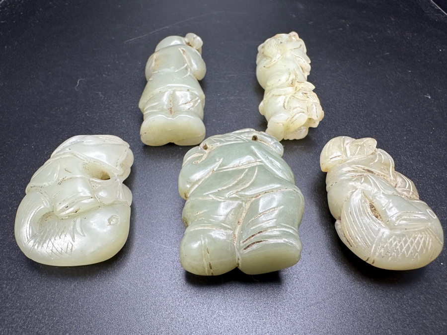 (5) Vintage Chinese Carved Jade Pendants [Photo 13]