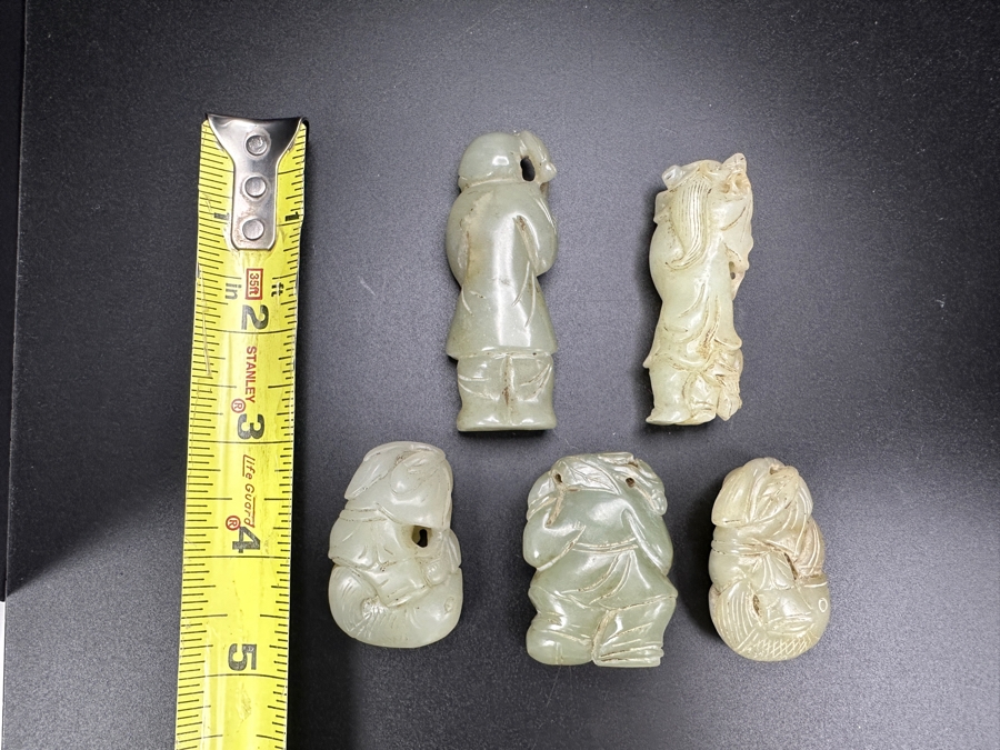 (5) Vintage Chinese Carved Jade Pendants [Photo 14]