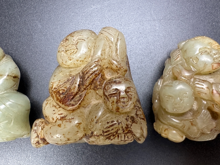 (3) Vintage Chinese Carved Jade Pendants [Photo 4]