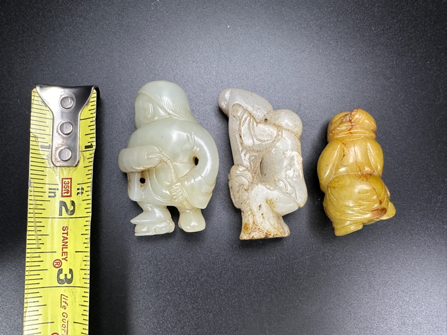 (3) Vintage Chinese Carved Jade Pendants [Photo 10]